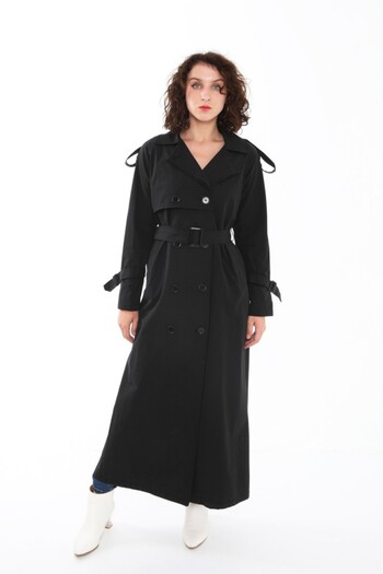 Jamila Raglan Sleeve Summer Unlined Full Length Women's Trench Coat, Cap