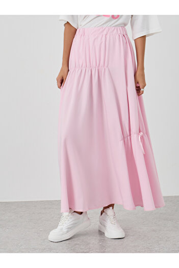 Styli Front Ruched Detail Elasticated Waistband Maxi Skirt