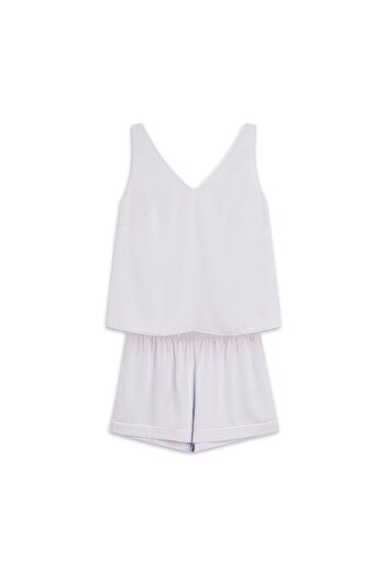 ESOTIQ Set pijama pentru femei, format din două piese, top și pantaloni scurți, decolteu în V, ușor și elegant | Ryann