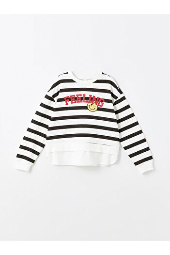 LC Waikiki Ecru Crew Neck Girl's Sweatshirt