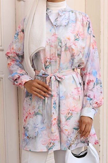 benguen Patterned Hijab Shirt Powder 702
