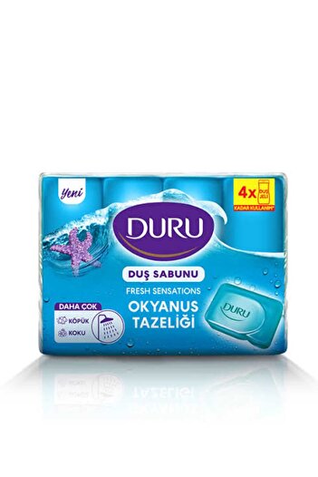 Duru Fresh Sensection Ocean Breeze 4-Piece Solid Shower Soap – Refreshing Sea Breath, Herbal Formula
