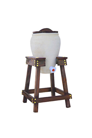 Others 5 liter clay water jug with wooden base