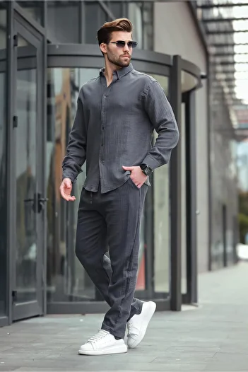 Madmext Smoked Shirt Pants Men's Double Suit E7322