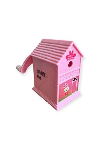 Polin Cute Animal Themed House Shaped Pencil Sharpener, Panda, Cat and Rabbit Patterns, 3 Color Options