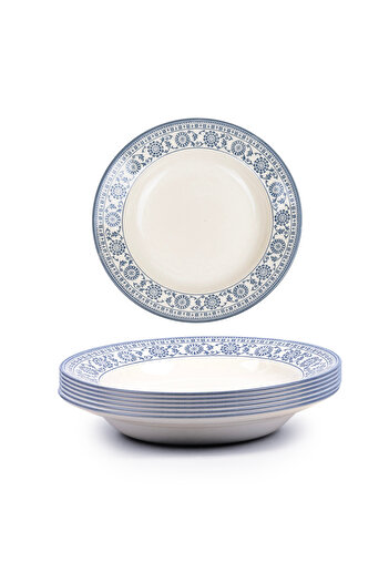 Claytan Plethora 8 inch Ceramic Salad Plate (Grey & White, Set Of 6)
