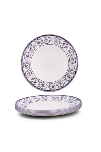 Claytan Callista 12 inch Ceramic Chop Plate (Purple & White, Set Of 6)