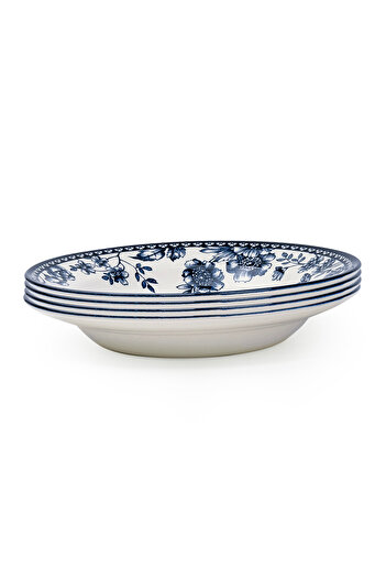 Claytan Rhapsody 9-Inch Dark Blue Ceramic Soup Plate (Set of 4)