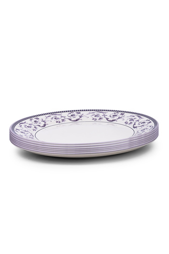 Claytan Callista 12 inch Ceramic Chop Plate (Purple & White, Set Of 6)