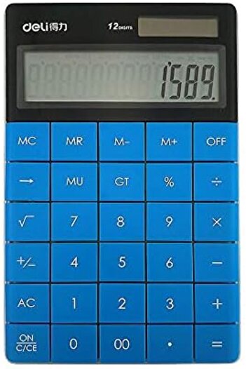Deli E1589 Calculator, High Quality LCD Display - Blue