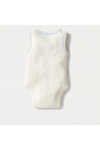 giggles Embroidered Sleeveless Bodysuit with Snap Button Closure