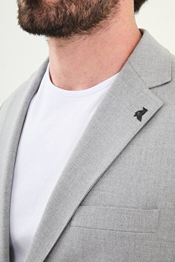 Mcr Straight Slim Fit Mono Collar Classic Men's Jacket Light Gray - 41458.25Y