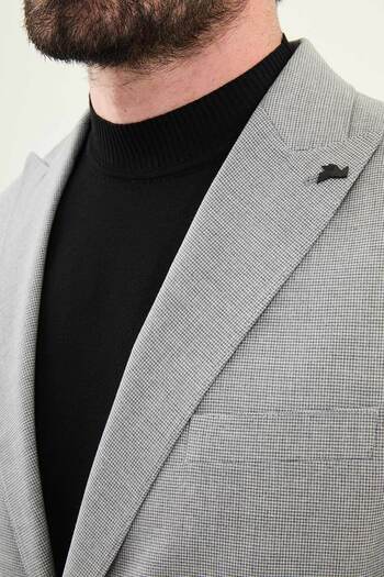 Mcr Patterned Slim Fit Wide Collar Men's Suit Dark Gray - 45398.25Y
