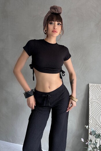 New Now Yandan Tightened Seersucker Fabric Waist Adjustable Elastic Pants Suit