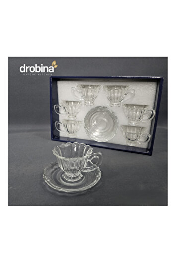 drobina Dropina 12-Piece Clear Crystal Turkish Coffee Cup Set