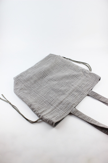 İLKYAZ Plaid Patterned Gray Shopper Double Sided Cloth Bag 35X35X10 cm