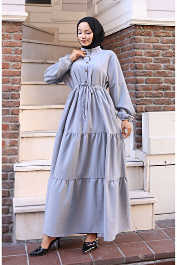sefamerve Lace-up waist dress 2101-04 gray