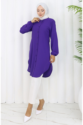 sefamerve Full Buttoned Tunic 3118-07 Purple