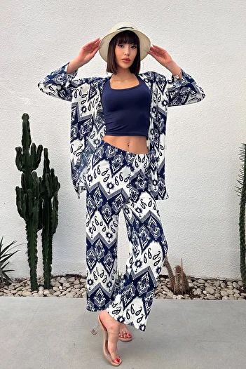 New Now Patterned Burumluk Kimono Set