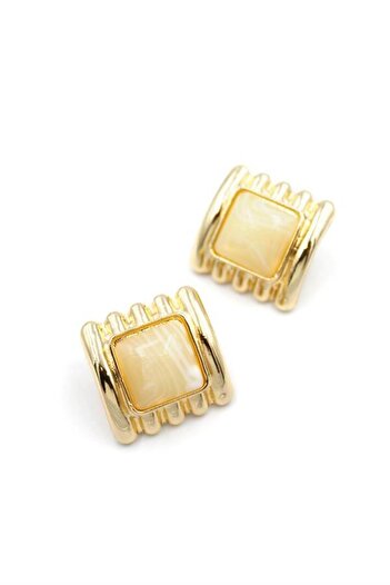Royaleks Square Earrings - Cream