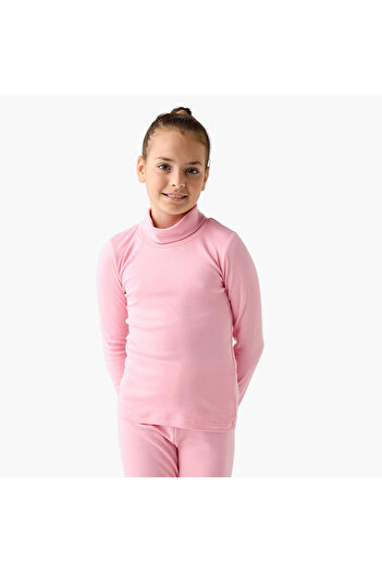Juniors Solid High Neck Thermal Top and Leggings Set