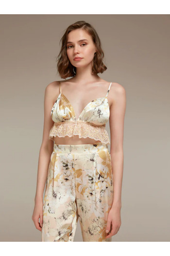 BONJOUR MADAME Bjm-1338 Bustier Trousers Dressing Gown Set of 3 Ecru