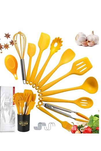 COOYA Kitchen Utensil Set,Silicone Nonstick Safe,Heat Resistant Cookware,13-Piece