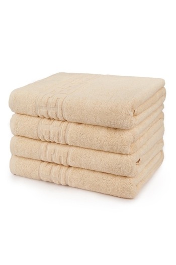 OEM Set 4 face towels, Cotton, Greek Border, 500g/m², 50x90cm, Ivory