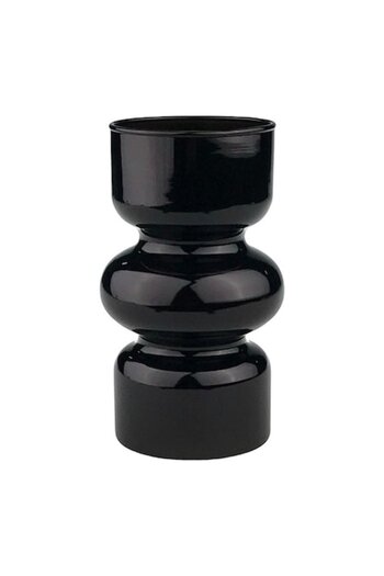 OEM Glass vase consisting of 3 connected pieces, 9x18 cm, black