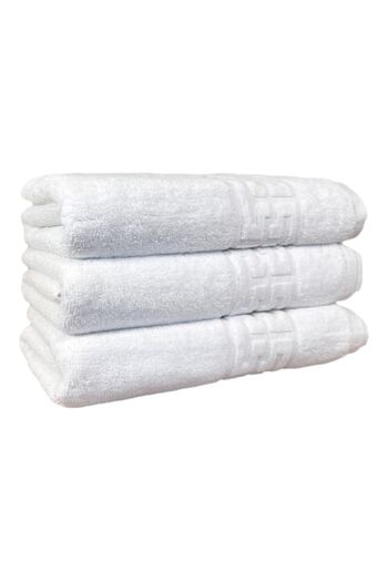 OEM Set 3 hand towels, Cotton, Greek Pattern Border, 500g/m², 30x50cm, White
