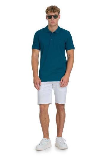Hatemoğlu Blue Regular Fit 100% Cotton Polo Neck T-Shirt