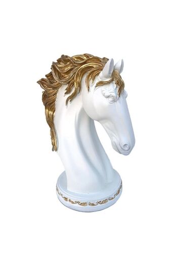OEM Resin Decoration, Horse, 25X32cm, White-Gold