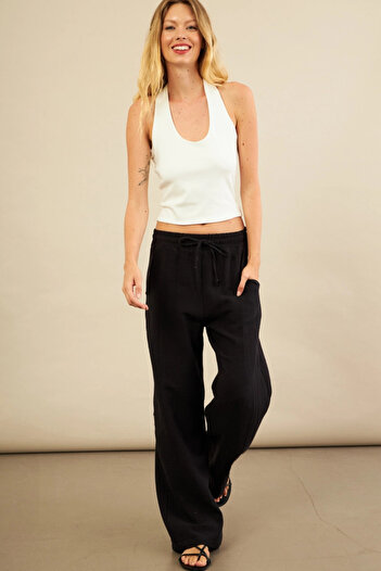 Cool & Sexy Women's Black Muslin Trousers Fro1004