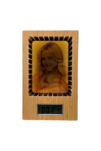 OEM Photo Frame with Electronic Clock and LED, 17x27 cm, Brown-Black