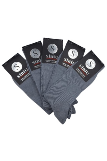 OEM Set of 5 Men's Cotton Socks, Seamless, Sibiu, Size 43-46, Grey