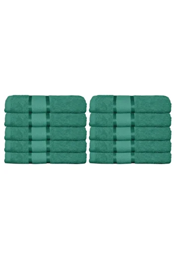 OEM Set 10 prosoape de față, Bumbac, Uni, 400g/m², 50x90cm, Verde Închis
