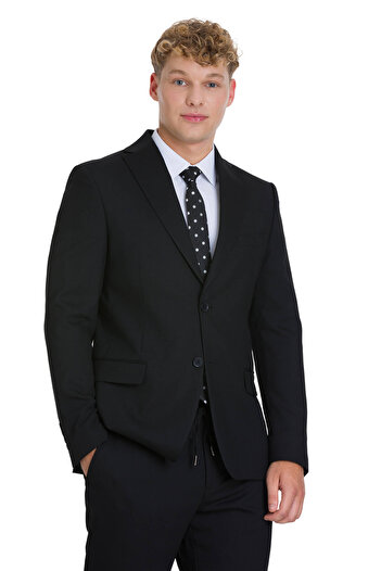 Hatemoğlu Black Slim Fit Mono Collar Classic Suit