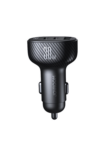 Joyroom Încărcător auto cu afișaj 2x USB-C USB-A 30W negru