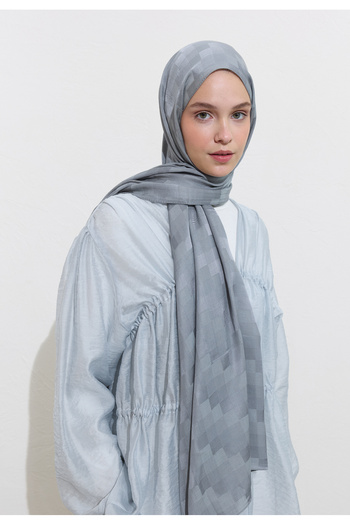 Freshscarfs Nori Silky Jacquard Shawl Blue-Gray