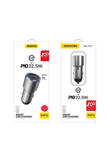 DUDAO Ładowarka samochodowa USB USB-C PD QC 22,5W szary