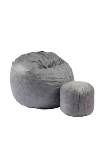 Pufrelax Set Fotoliu Matusalem cu Otoman (suport picioare), Material Textil - Moon Grey