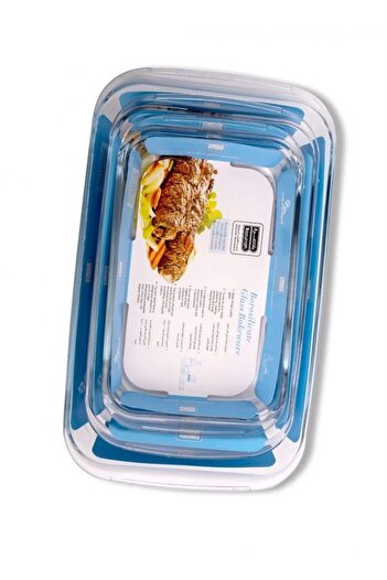 Basra yöresel Basra Rectangular Glass Oven Tray Set, 3 Pieces (02-82004)