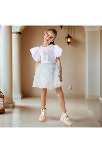 Juniors Sequinned Skirt with Ruffles and Elasticated Waistband