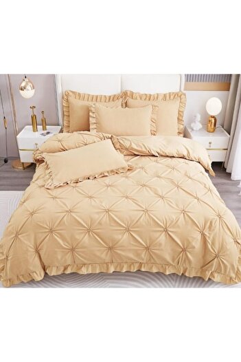 OEM Embroidered Double Bed Sheet, Finet, Uni, 4 Pieces, 2 People, 230x250cm, Cream