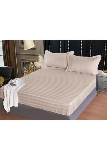 Primavara Bed Cover with 2 Pillowcases, Primavara, Damask, Uni, 160x200cm, Coffee with Milk