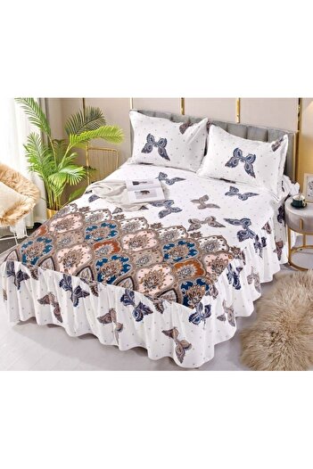 JOJO HOME Double bed sheet with ruffles, butterflies, 3 pieces, 2 people, Finet, 2
