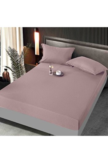 JOJO HOME Husa de pat, cu elastic, Jojo Home, Damasc, 2 persoane, Uni, 160x200cm, Lila