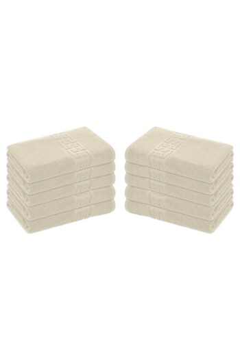 OEM Set 10 Bath Towels, Cotton, Greek Border, 500g/m², 70x140cm, Ivory