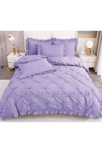OEM Embroidered double bed linen, Finet, Plain, 4 pieces, 2 persons, 230x250cm, Lilac