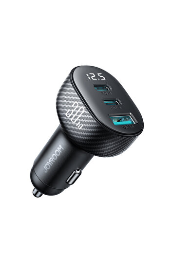Joyroom Încărcător auto cu afișaj 2x USB-C USB-A 30W negru